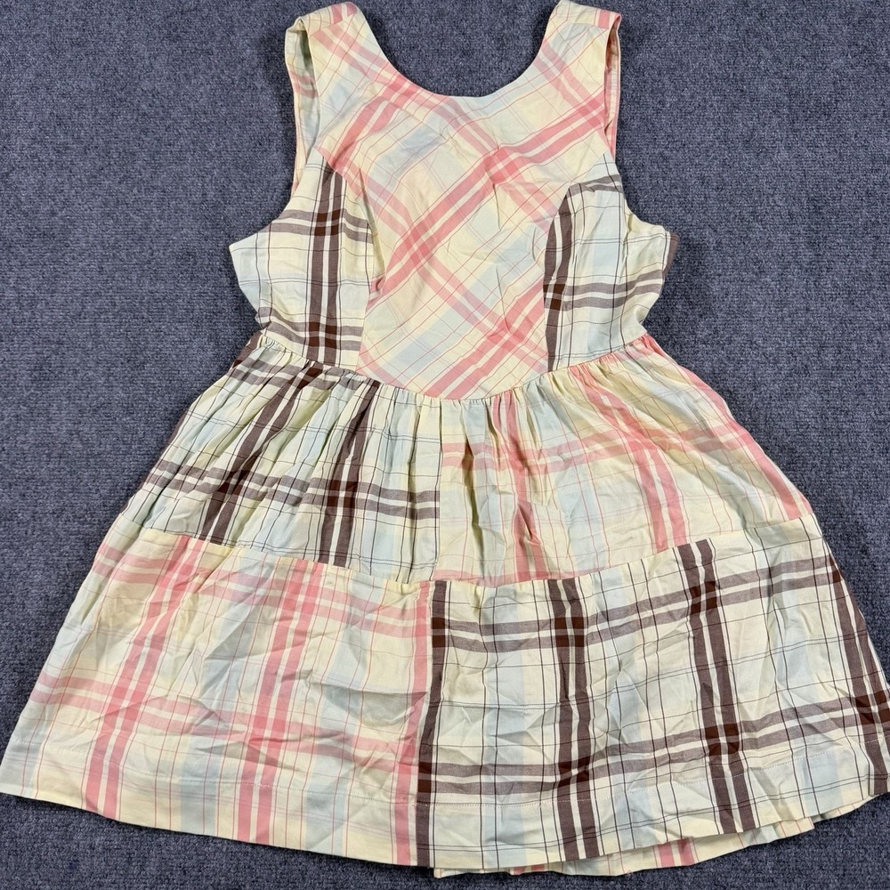 Lyrebird Anthropologie Dress Womens Medium Plaid Mini Back Cutout Tie Nap NEW